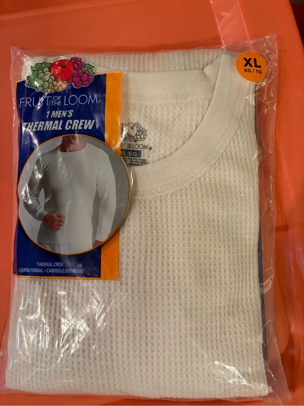 Fruit of the Loom Men's White Thermal Crew - XL